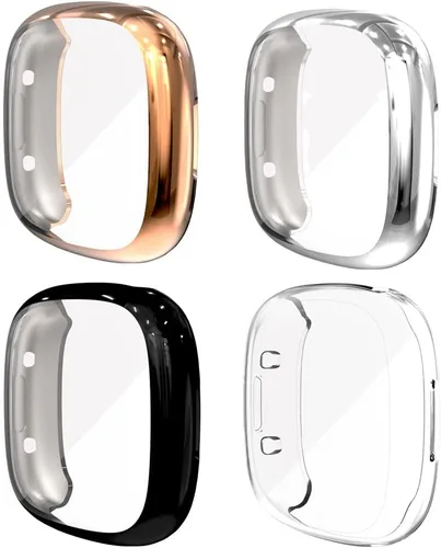 Vista 3 de Funda protectora de pantalla compatible con Fitbit Versa 4/Sense 2, funda protectora completa de TPU para reloj inteligente Sense 2/Versa 4