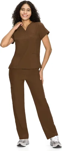 Vista 45 de COZYFIT Scrubs for Women Set - V-Neck & Straight Leg Pants with 9 Pockets Negro