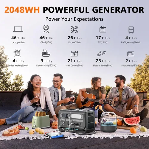 Vista 7 de ALLWEI Power Station 2400W (Peak 4800W), 2048Wh LiFePO4 Solar Generator