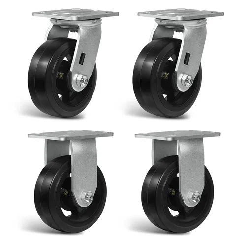 Vista 11 de Ruedas resistentes de 4 pulgadas, ruedas industriales de placa con rueda de goma, utilizadas para carrito de herramientas, plataforma, camión