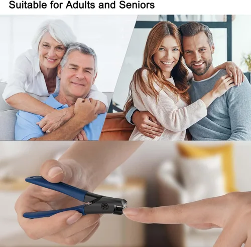 Vista 2 de Cortaúñas para adultos mayores, mujeres y hombres, cortaúñas gruesas y resistentes Juego de cortaúñas de acero inoxidable con mango largo