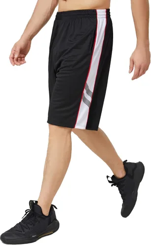 Vista 3 de Pantalones cortos deportivos para hombre de secado rápido con malla, bolsillos, entrepierna de 9 a 13 pulgadas por encima de la rodilla, cintura