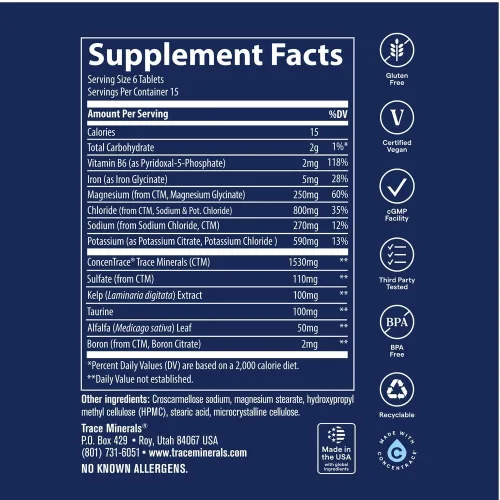 Vista 3 de Trace Minerals Electrolyte Stamina - Suplemento diario de hidratación para el equilibrio de electrolitos - Apoyo energético - Espectro completo