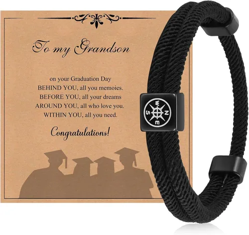 Vista 8 de TempBeau Pulsera de brújula para hombre 2025, regalos de graduación para él, universidad, secundaria, regalo de graduación para el primer día