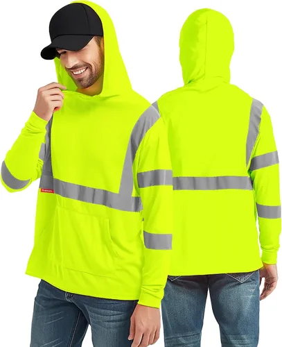Vista 16 de ProtectX Camisas de manga larga de alta visibilidad, camiseta de seguridad reflectante de alta visibilidad para hombres y mujeres, camisa