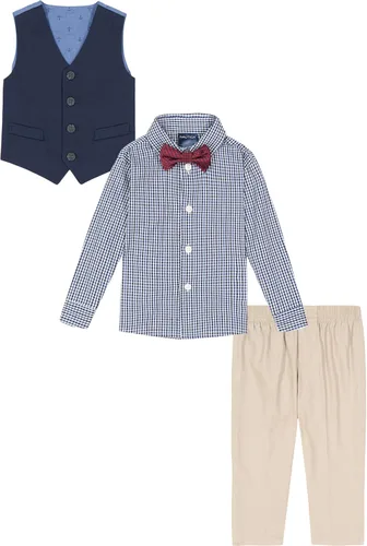 Vista 2 de Nautica Conjunto de 4 piezas para bebé con camisa de vestir, chaleco, pantalones y corbata