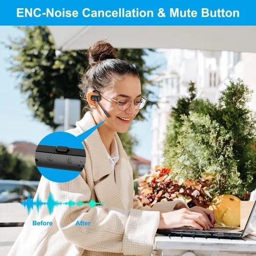 Vista 4 de Auriculares Bluetooth, auriculares inalámbricos Bluetooth V5.4 con micrófono de cancelación de ruido, 12H de reproducción, controlador de diafragma