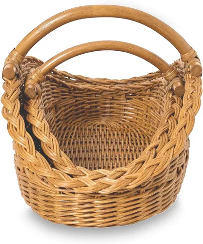 Vista 8 de The Basket Lady Cesta de Mimbre Recolectora, Pequeña, 18.5 pulg. L x 10 pulg. A x 9 pulg. Al, Sandstone (Se Vende Individualmente)
