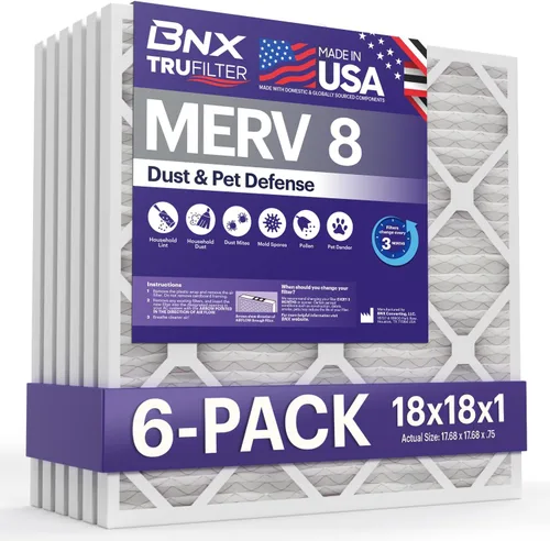 Vista 38 de BNX TruFilter - Filtro de aire MERV 8 de 10 x 10 x 1 pulgadas (paquete de 6) – Fabricado en Estados Unidos – Defensa contra polvo y mascotas