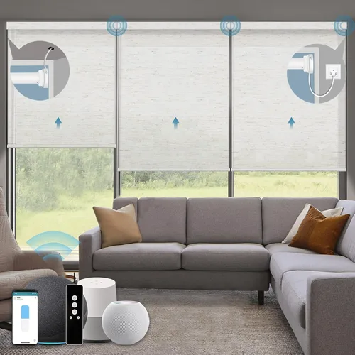 Vista 20 de Persianas enrollables inteligentes, persianas enrollables con cable 1% de apertura, compatibles con Google Home Alexa, persianas automáticas 1%
