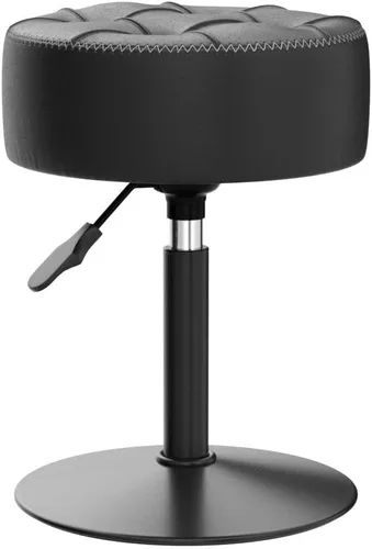 Vista 5 de LUE BONA Taburete de tocador ajustable, silla giratoria de 360° para sala de maquillaje, taburete negro para tocador, pequeños taburetes de tocador