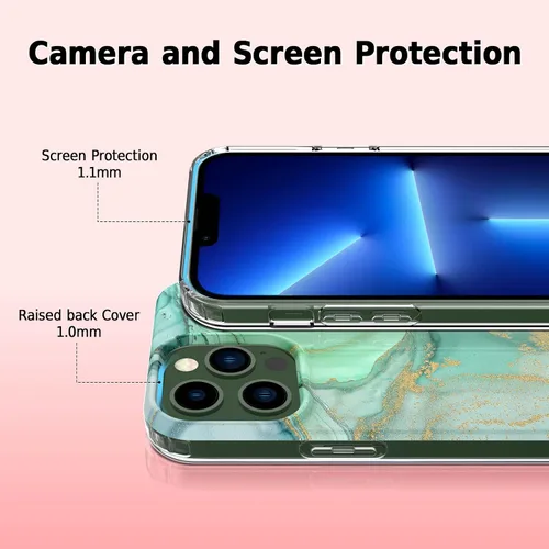 Vista 5 de ANNSD Funda para iPhone 13 Pro Max, con protector de pantalla, protector de lente de cámara y soporte de anillo, funda protectora de cuerpo completo