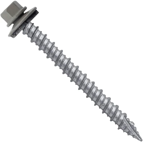 Vista 75 de Tornillos para techos de metal gris ABC 10 x 1 - Cabezal hexagonal - Arandela EPDM - Arandela de arranque automático/roscado - 1 bolsa - 250