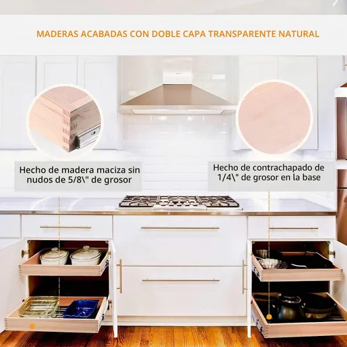 Vista 7 de Mulush Organizador de cajones extraíble de 13" de ancho x 21" de profundidad x 3" de alto con cierre suave para cocina