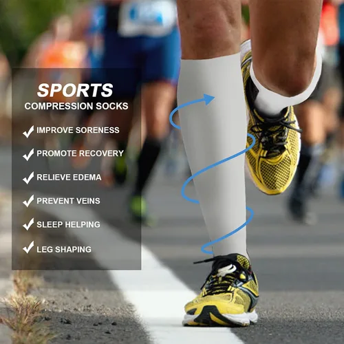 Vista 3 de Calcetines de compresión para mujeres y hombres, calcetines largos atléticos hasta la rodilla de 15 a 20 mmhg, lo mejor para correr atlética, 3 pares