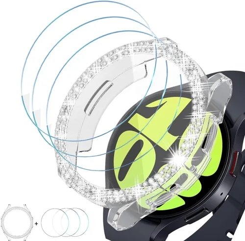 Vista 100 de DEALELE Paquete de 1 + 3 fundas compatibles con Samsung Galaxy Watch 7 Ultra (1.772 pulgadas), funda protectora de policarbonato transparente