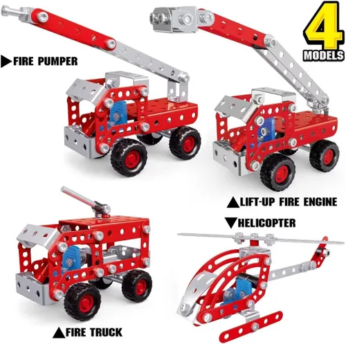 Vista 4 de Ferthor Fun Juguetes de Construcción STEM para Niños de 8-12 Años, Conjuntos Creativos Serie de Camiones de Bomberos Kit de Modelo, Juguetes