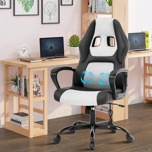 Vista 9 de Offcie - Silla de juegos de PC, silla de computadora estilo carreras con reposabrazos acolchado, silla ergonómica de escritorio para el hogar