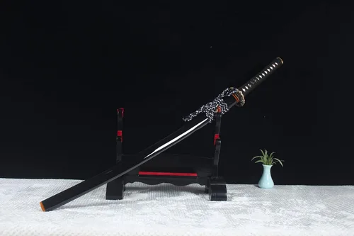 Vista 7 de Katanas japonesas de tres clips de acero, espadas japonesas reales hechas a mano, espadas catana funcionales de 41 pulgadas