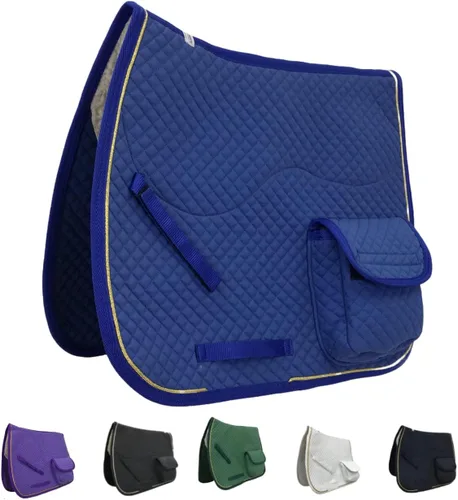 Vista 5 de Derby Originals Dressage and Australian Saddle Pad with Storage Pockets and Half Fleece Lining for Horses Negro