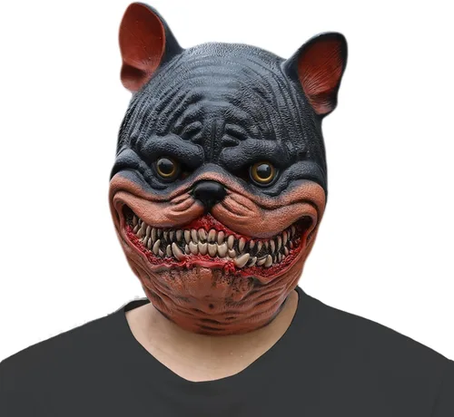 Vista 3 de Máscara aterradora de Halloween para adultos, de látex de terror, máscara de demonio espeluznante para fiesta, disfraz de cosplay