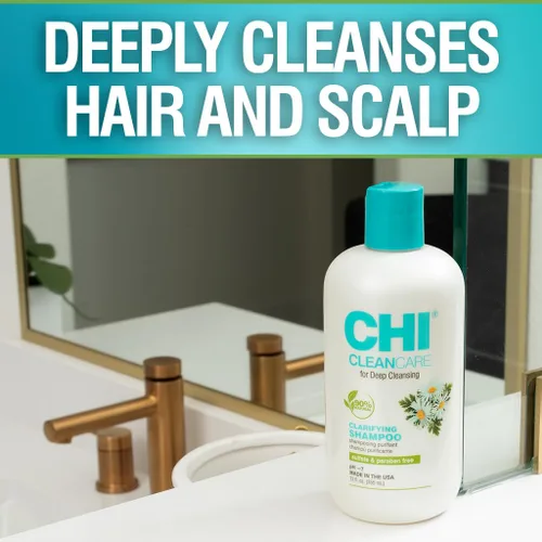Vista 5 de CHI CleanCare Champú Clarificante, Limpia Profundamente el Cabello y el Cuero Cabelludo, Elimina la Acumulación y Restaura la Humedad del Cabello