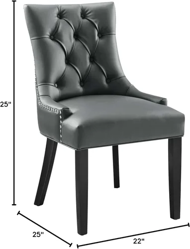 Vista 3 de Regent - Silla de comedor de cuero vegano copetudo en color gris