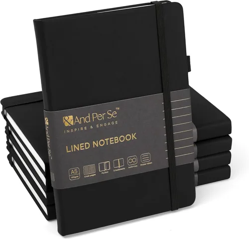 Vista 106 de ⩓ Per Se Cuaderno de Diario con Líneas (3 Paquetes), 160 Páginas Papel Grueso 100GSM, A5 Tapa Dura Cuadernos con Rayas Universitarias para Escribir