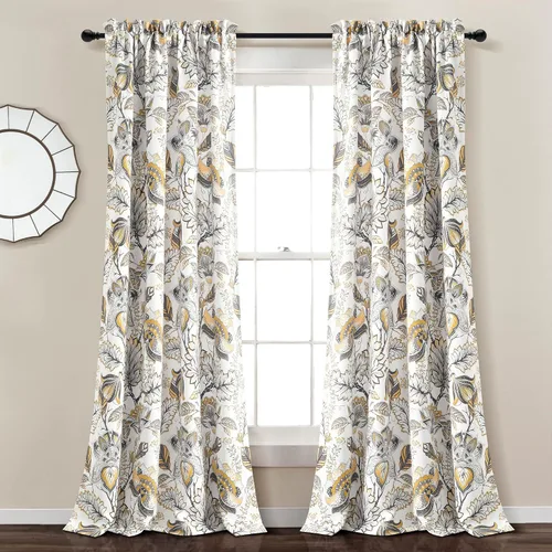 Vista 12 de Lush Decor, Blue Cynthia - Juego de cortinas de oscurecimiento jacobeas para sala, comedor, dormitorio, 108 pulgadas de largo, par de paneles Azul