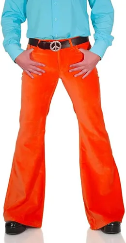 Vista 2 de Pantalones de mezclilla para hombre, estilo vintage, relajados, de los años 60 y 70, con borlas, ajuste elástico, clásico, acampanados, pierna