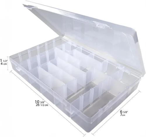 Vista 5 de Craft County Caja organizadora de hilo e hilo para bordar, 17 compartimentos, plástico blanco transparente, vacía (organizador)