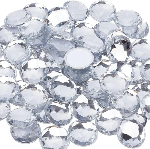 Vista 10 de FINGERINSPIRE 30 diamantes de imitación acrílicos redondos con parte trasera plana de 1.181 in con contenedor, gemas circulares de cristal Ab