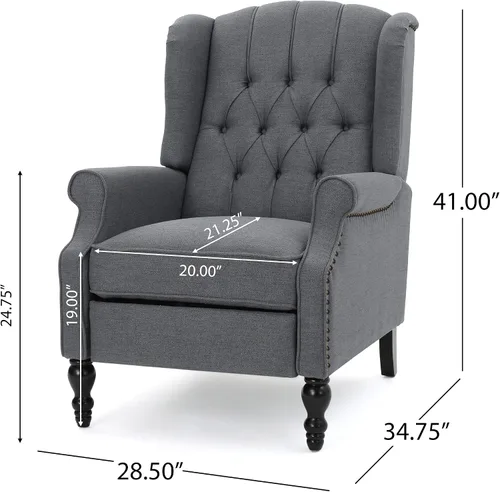 Vista 3 de Sillón reclinable, de la marca Elizabeth Tufted, Tela, Carbón Carbón vegetal