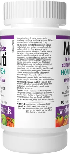 Vista 9 de Webber Naturals Más de 50 cápsulas vegetarianas más completas para hombres, 90 cápsulas vegetarianas