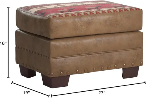 Vista 3 de American Furniture Classics Otomana Sierra Lodge de microfibra de 26.5" en color marrón