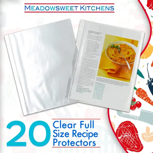 Vista 2 de Meadowsweet Kitchens Protectores de recetas de cocina, de plástico, con 3 agujeros