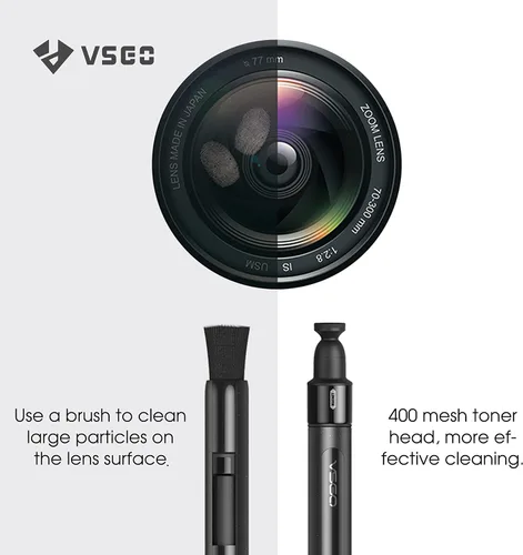 Vista 2 de VSGO Pluma de limpieza de lentes con interruptor de encendido y 2 puntas