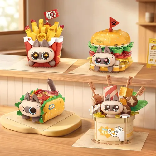 Vista 3 de MEIEST Juego de bloques de construcción de alimentos para adultos Hamburguesa