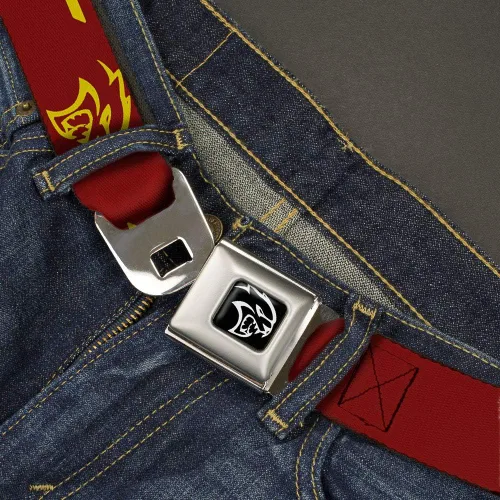 Vista 2 de Buckle-Down Cinturón de seguridad para hombre Viper SRT Hellcat Kids, Dodger Logo BorgoñaAmarillo, 1.0" Ancho - 20-36 pulgadas