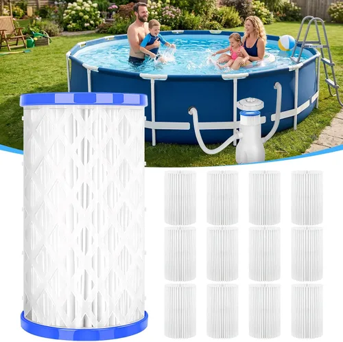 Vista 9 de Cartucho de filtro universal para piscina tipo A/C o III, paquete de 6 reemplazos reutilizables para piscinas sobre el suelo, filtración de alta