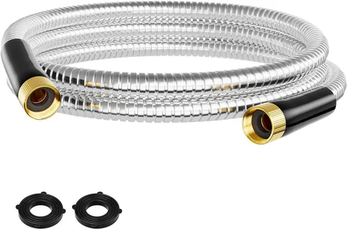 Vista 12 de SPECILITE Manguera de jardín corta de 5 pies, manguera líder de acero inoxidable 304 de 1/2 pulgada con accesorios de latón hembra a hembra