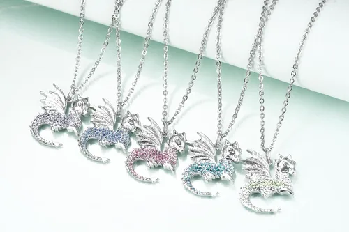Vista 4 de luomart Collar de dinosaurio, regalo de cumpleaños para niñas adolescentes, joyería con colgante de animal T-Rex para mujer