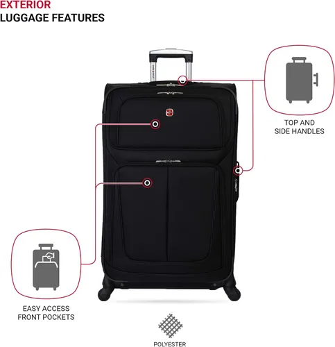 Vista 3 de SwissGear - Equipaje suave expandible Sion con ruedas, Negro