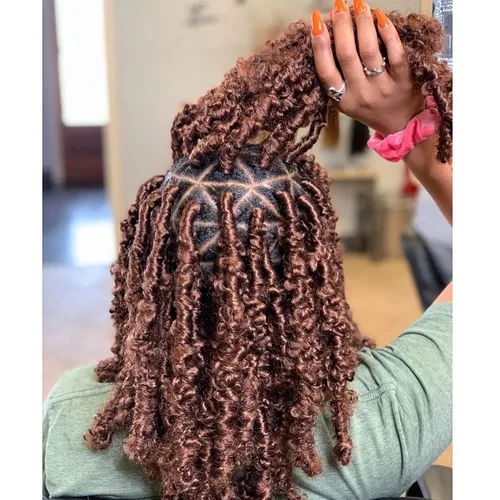 Vista 27 de ZRQ Butterfly Locs Cabello de Ganchillo Corto 6 Paquetes Negro Cabello Bob de Ganchillo 8 Pulgadas Locs Sintéticos Desordenados Desgastados Trenzas