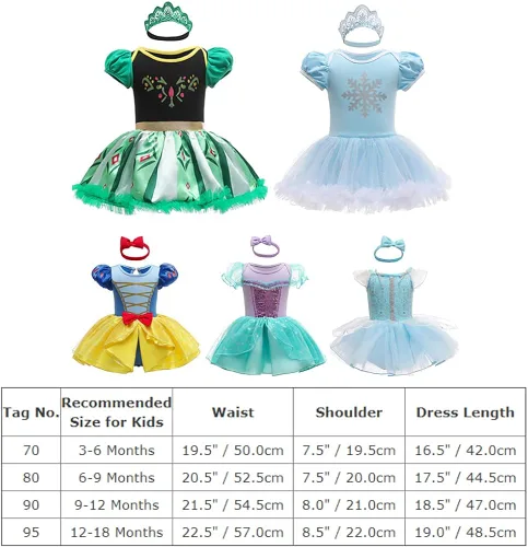 Vista 4 de IBAKOM Ropa de princesa para bebé niña + diadema trajes de verano para Halloween, Navidad, cumpleaños, fiesta