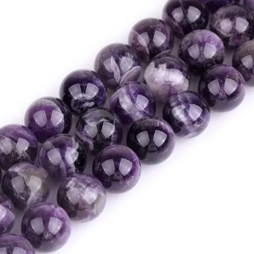 Vista 114 de GEM-Inside - 95 cuentas AA color morado oscuro de amatista de 15 pulgadas por hebra con agujero, piedras preciosas naturales y cuentas de cristal