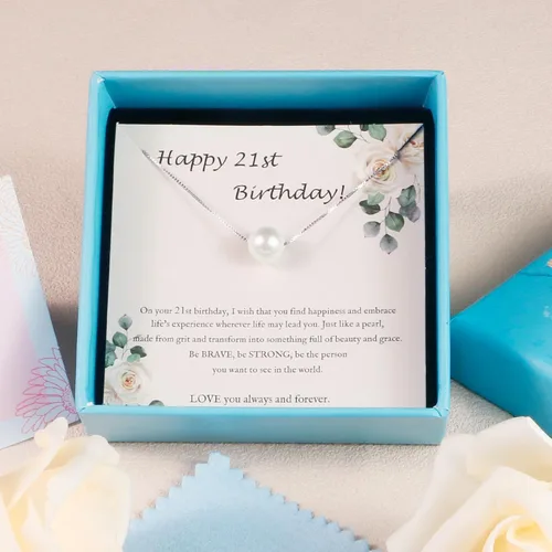 Vista 52 de Sereney Regalos de cumpleaños para niñas y mujeres, collar de perlas de plata esterlina como regalo de cumpleaños de 7, 9, 10, 11, 13, 15, 16, 18