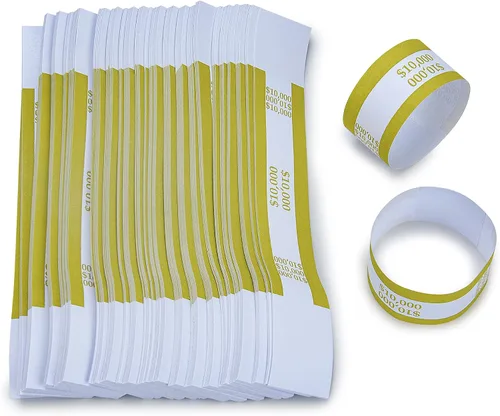 Vista 2 de L LIKED Paquete de 500 correas de moneda autosellantes para billetes de dinero (oro $10000-500 PCS)