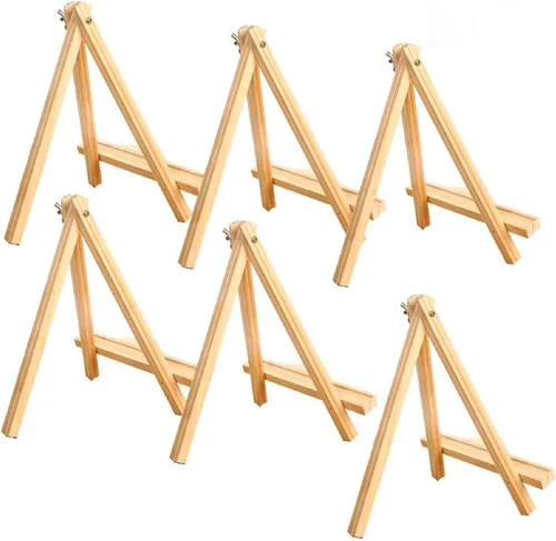 Vista 8 de Paquete de 4 caballetes de madera de pino de 9 pulgadas, soporte de caballete para pintar lienzos, arte y manualidades, trípode, caballete de fiesta