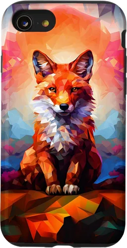 Vista 17 de iPhone 11 Mosaico de zorro rojo Lindo Funda colorida